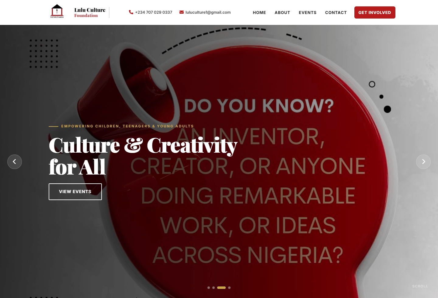 Lulu Culture Foundation nonprofit website homepage screenshot by Almond Systems